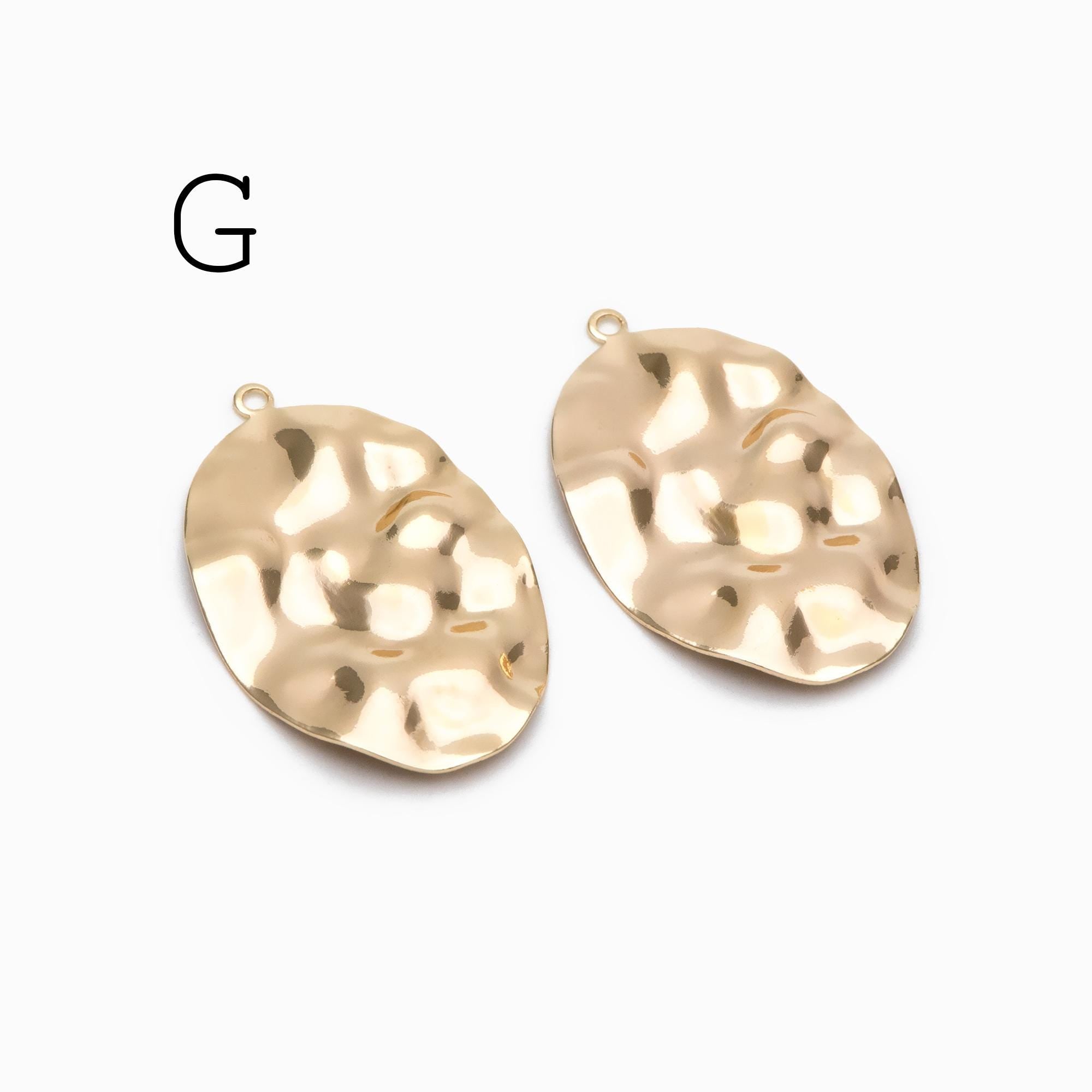 10pcs Gold/ Silver Tone Hammered Geometric Charms , Gold/ Rhodium plated Brass, Polished Earring Pendants (GB-402)